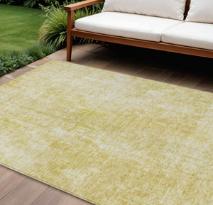 HomeRoots 9' Gold Wheat and Ivory Abstract Washable Area Rug for Indoor and Outdoor Spaces - Durable Elegance 9' X 12' 580254