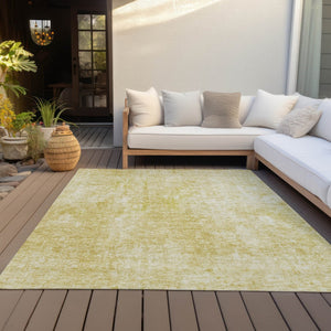 HomeRoots 9' Gold Wheat and Ivory Abstract Washable Area Rug for Indoor and Outdoor Spaces - Durable Elegance 9' X 12' 580254