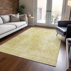 HomeRoots 9' Gold Wheat and Ivory Abstract Washable Area Rug for Indoor and Outdoor Spaces - Durable Elegance 9' X 12' 580254