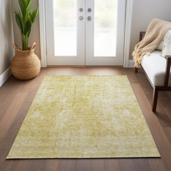 HomeRoots 9' Gold Wheat and Ivory Abstract Washable Area Rug for Indoor and Outdoor Spaces - Durable Elegance 9' X 12' 580254