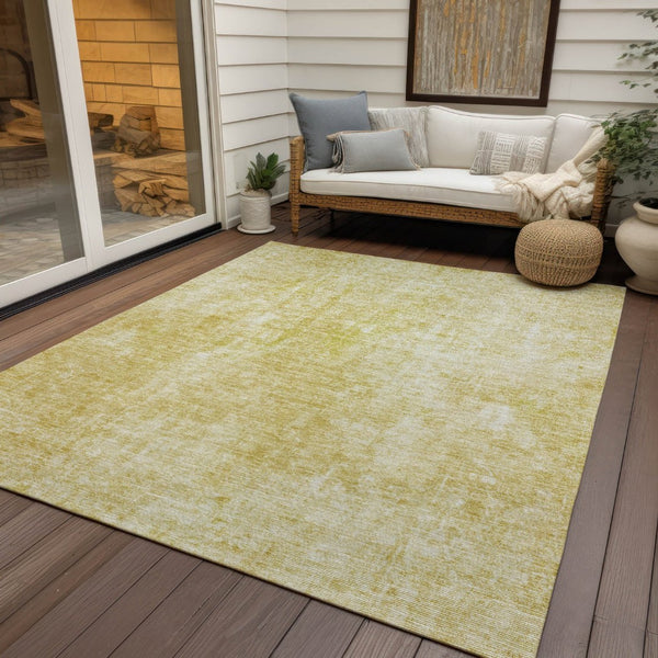 HomeRoots 9' Gold Wheat and Ivory Abstract Washable Area Rug for Indoor and Outdoor Spaces - Durable Elegance 9' X 12' 580254
