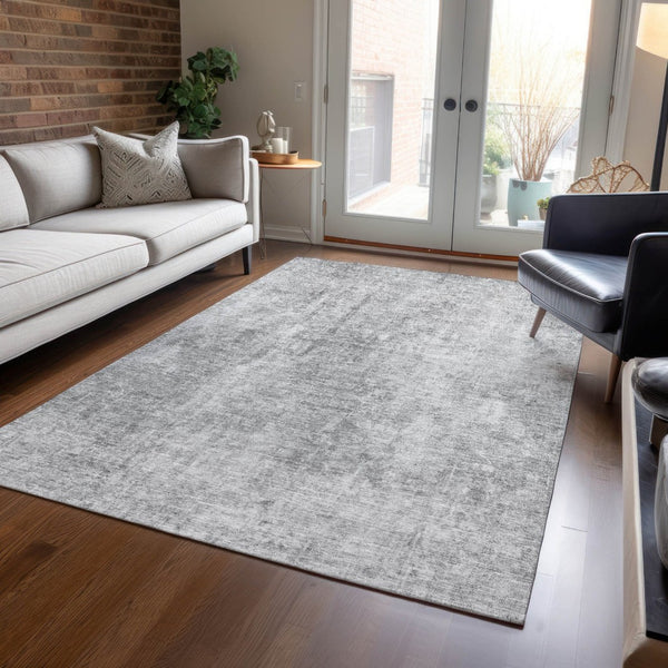 HomeRoots 5' Abstract Gray Silver Charcoal Area Rug - Stylish, Washable, Durable for Indoor & Outdoor Use 5' X 8' 580257