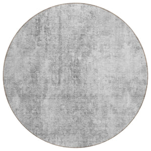 HomeRoots 5' Abstract Gray Silver Charcoal Area Rug - Stylish, Washable, Durable for Indoor & Outdoor Use 8' Round 580258