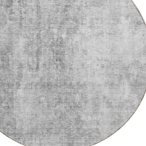 HomeRoots 5' Abstract Gray Silver Charcoal Area Rug - Stylish, Washable, Durable for Indoor & Outdoor Use 8' Round 580258
