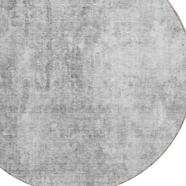 HomeRoots 5' Abstract Gray Silver Charcoal Area Rug - Stylish, Washable, Durable for Indoor & Outdoor Use 8' Round 580258