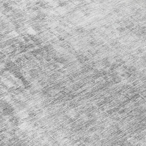 HomeRoots 5' Abstract Gray Silver Charcoal Area Rug - Stylish, Washable, Durable for Indoor & Outdoor Use 8' Round 580258