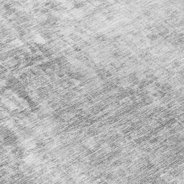 HomeRoots 5' Abstract Gray Silver Charcoal Area Rug - Stylish, Washable, Durable for Indoor & Outdoor Use 8' Round 580258
