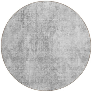 HomeRoots 5' Abstract Gray Silver Charcoal Area Rug - Stylish, Washable, Durable for Indoor & Outdoor Use 8' Round 580258