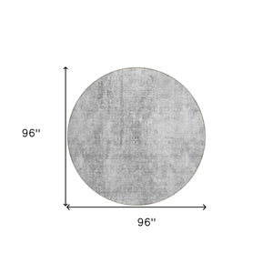 HomeRoots 5' Abstract Gray Silver Charcoal Area Rug - Stylish, Washable, Durable for Indoor & Outdoor Use 8' Round 580258