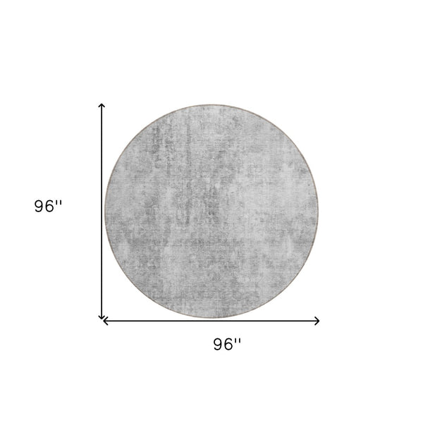 HomeRoots 5' Abstract Gray Silver Charcoal Area Rug - Stylish, Washable, Durable for Indoor & Outdoor Use 8' Round 580258