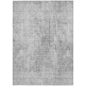 HomeRoots 5' Abstract Gray Silver Charcoal Area Rug - Stylish, Washable, Durable for Indoor & Outdoor Use 8' X 10' 580259