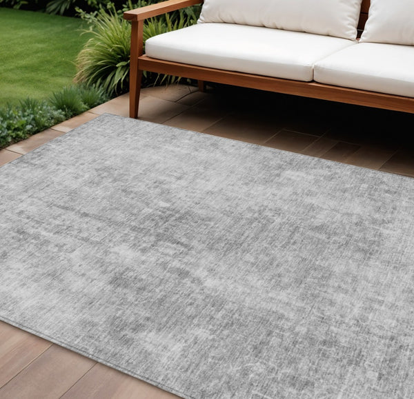 HomeRoots 5' Abstract Gray Silver Charcoal Area Rug - Stylish, Washable, Durable for Indoor & Outdoor Use 8' X 10' 580259