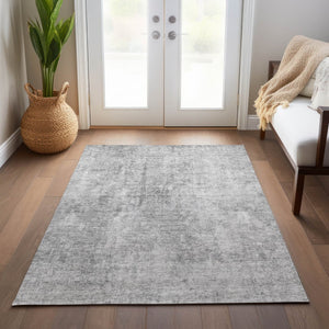 HomeRoots 5' Abstract Gray Silver Charcoal Area Rug - Stylish, Washable, Durable for Indoor & Outdoor Use 8' X 10' 580259
