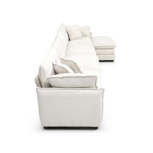 English Elm Corduroy 4-Seater Sofa With Footstool – Modern Comfort, Stylish Retro Design, Easy Assembly & Pillows W714S00694