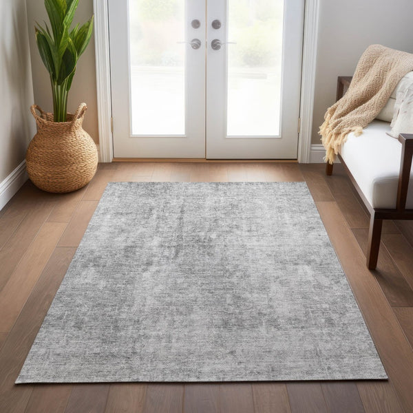 HomeRoots 5' Abstract Gray Silver Charcoal Area Rug - Stylish, Washable, Durable for Indoor & Outdoor Use 10' X 14' 580261
