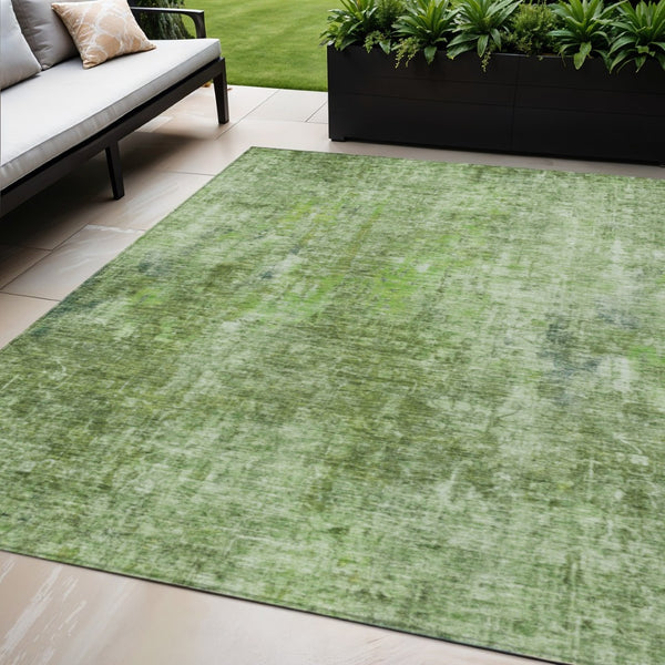 HomeRoots 5' Abstract Olive Green Area Rug - Washable, Stain-Resistant, Perfect for Indoor & Outdoor Spaces 5' X 8' 580263