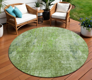 HomeRoots 5' Abstract Olive Green Area Rug - Washable, Stain-Resistant, Perfect for Indoor & Outdoor Spaces 8' Round 580264