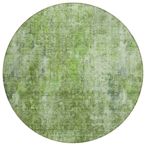 HomeRoots 5' Abstract Olive Green Area Rug - Washable, Stain-Resistant, Perfect for Indoor & Outdoor Spaces 8' Round 580264