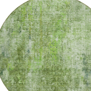 HomeRoots 5' Abstract Olive Green Area Rug - Washable, Stain-Resistant, Perfect for Indoor & Outdoor Spaces 8' Round 580264