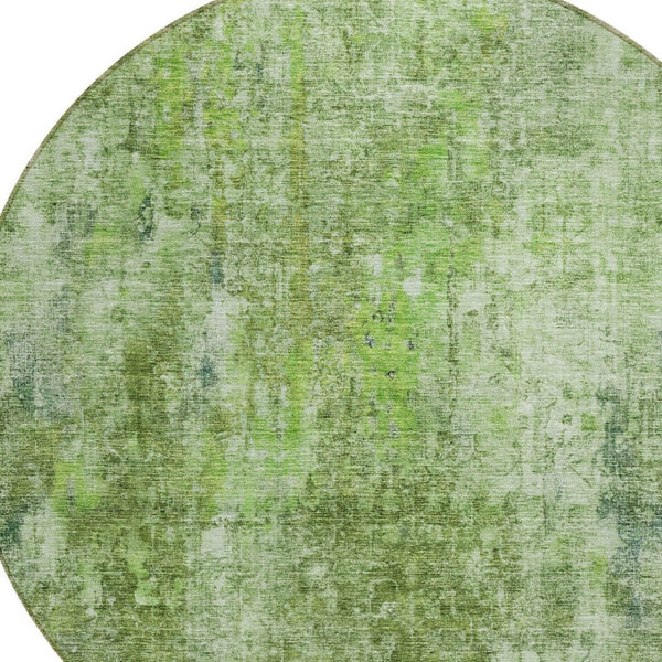 HomeRoots 5' Abstract Olive Green Area Rug - Washable, Stain-Resistant, Perfect for Indoor & Outdoor Spaces 8' Round 580264
