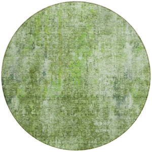 HomeRoots 5' Abstract Olive Green Area Rug - Washable, Stain-Resistant, Perfect for Indoor & Outdoor Spaces 8' Round 580264