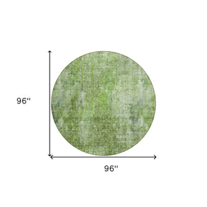HomeRoots 5' Abstract Olive Green Area Rug - Washable, Stain-Resistant, Perfect for Indoor & Outdoor Spaces 8' Round 580264