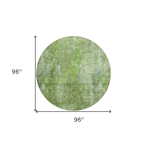 HomeRoots 5' Abstract Olive Green Area Rug - Washable, Stain-Resistant, Perfect for Indoor & Outdoor Spaces 8' Round 580264