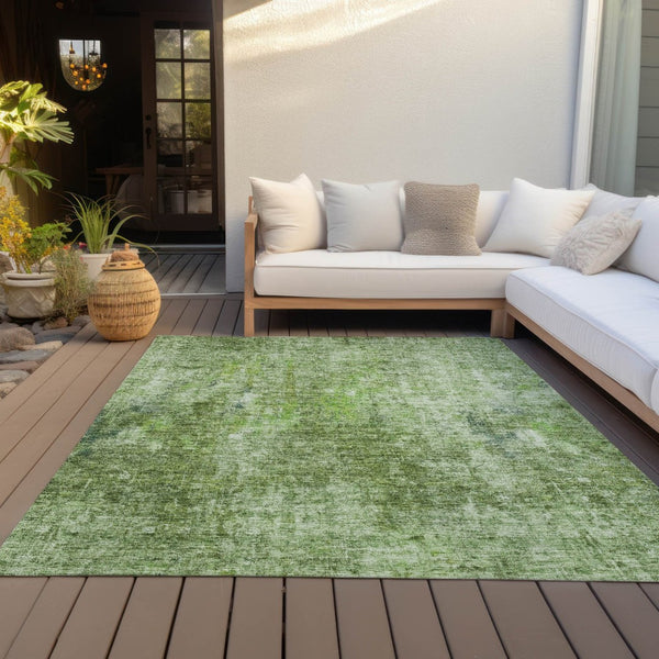 HomeRoots 5' Abstract Olive Green Area Rug - Washable, Stain-Resistant, Perfect for Indoor & Outdoor Spaces 8' X 10' 580265