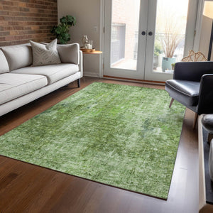 HomeRoots 9' Olive Green and Artichoke Abstract Washable Area Rug for Indoor and Outdoor Modern Spaces 9' X 12' 580266