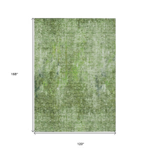 HomeRoots 5' Abstract Olive Green Area Rug - Washable, Stain-Resistant, Perfect for Indoor & Outdoor Spaces 10' X 14' 580267