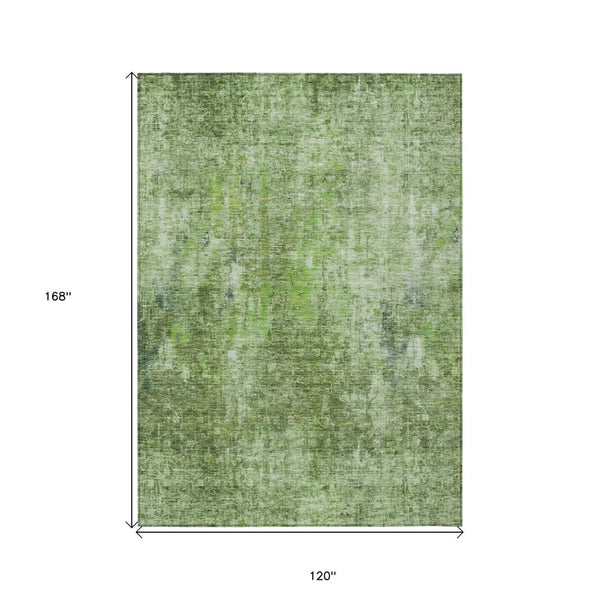 HomeRoots 5' Abstract Olive Green Area Rug - Washable, Stain-Resistant, Perfect for Indoor & Outdoor Spaces 10' X 14' 580267