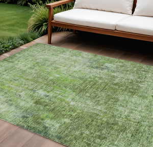 HomeRoots 5' Abstract Olive Green Area Rug - Washable, Stain-Resistant, Perfect for Indoor & Outdoor Spaces 10' X 14' 580267
