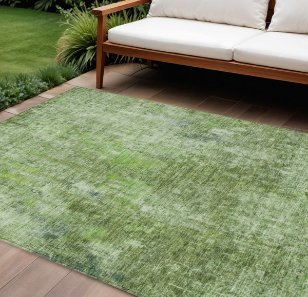 HomeRoots 5' Abstract Olive Green Area Rug - Washable, Stain-Resistant, Perfect for Indoor & Outdoor Spaces 10' X 14' 580267
