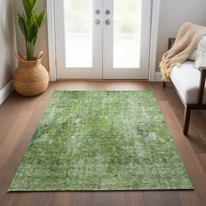 HomeRoots 5' Abstract Olive Green Area Rug - Washable, Stain-Resistant, Perfect for Indoor & Outdoor Spaces 10' X 14' 580267