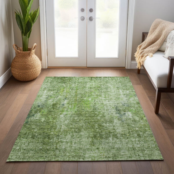 HomeRoots 5' Abstract Olive Green Area Rug - Washable, Stain-Resistant, Perfect for Indoor & Outdoor Spaces 10' X 14' 580267