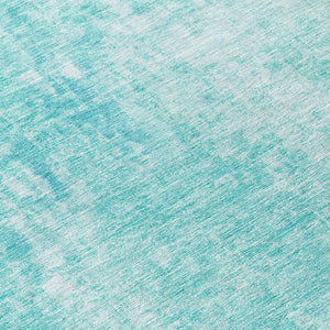 HomeRoots 5' Teal Blue and Ivory Abstract Area Rug - Stylish, Washable, Durable for Indoor and Outdoor Use 8' Round 580270