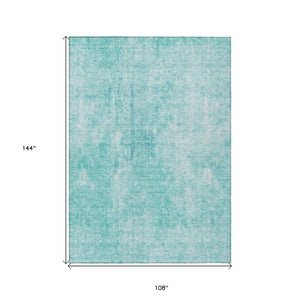 HomeRoots 9' Teal Blue and Ivory Abstract Area Rug - Stylish, Durable, Washable for Indoor/Outdoor Use 9' X 12' 580272