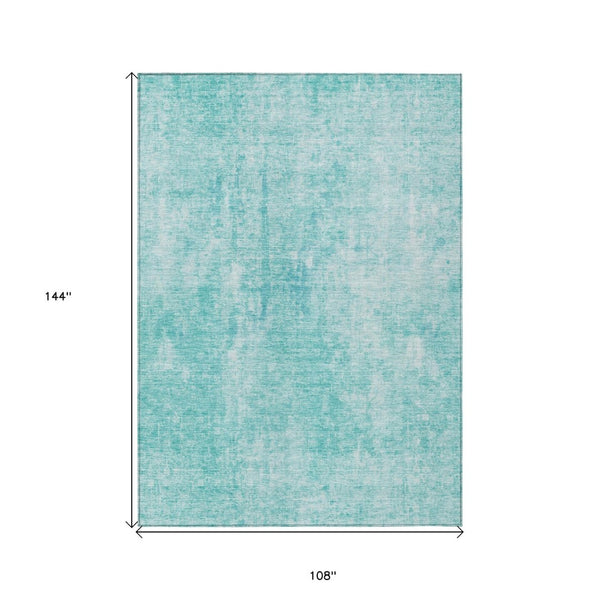 HomeRoots 9' Teal Blue and Ivory Abstract Area Rug - Stylish, Durable, Washable for Indoor/Outdoor Use 9' X 12' 580272