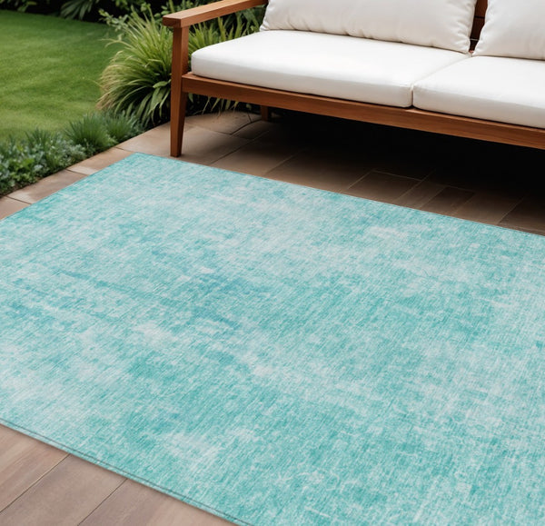 HomeRoots 9' Teal Blue and Ivory Abstract Area Rug - Stylish, Durable, Washable for Indoor/Outdoor Use 9' X 12' 580272