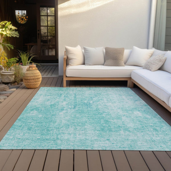 HomeRoots 9' Teal Blue and Ivory Abstract Area Rug - Stylish, Durable, Washable for Indoor/Outdoor Use 9' X 12' 580272