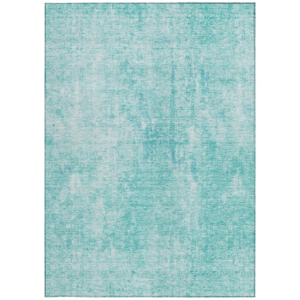 HomeRoots 5' Teal Blue and Ivory Abstract Area Rug - Stylish, Washable, Durable for Indoor and Outdoor Use 10' X 14' 580273