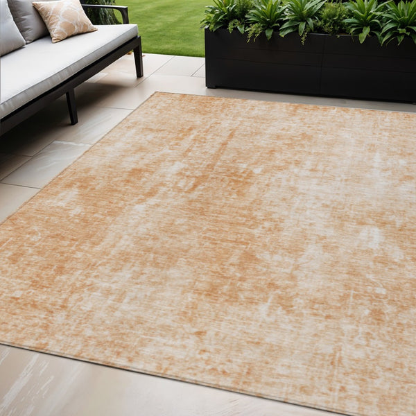 HomeRoots 5' Terra Cotta Copper Ivory Abstract Area Rug - Stylish, Durable & Washable for Indoor Outdoor Use 5' X 8' 580275