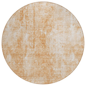 HomeRoots 5' Terra Cotta Copper Ivory Abstract Area Rug - Stylish, Durable & Washable for Indoor Outdoor Use 8' Round 580276