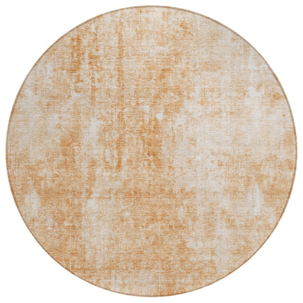 HomeRoots 5' Terra Cotta Copper Ivory Abstract Area Rug - Stylish, Durable & Washable for Indoor Outdoor Use 8' Round 580276