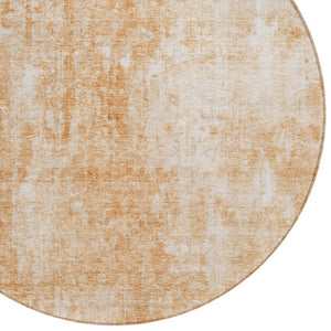 HomeRoots 5' Terra Cotta Copper Ivory Abstract Area Rug - Stylish, Durable & Washable for Indoor Outdoor Use 8' Round 580276