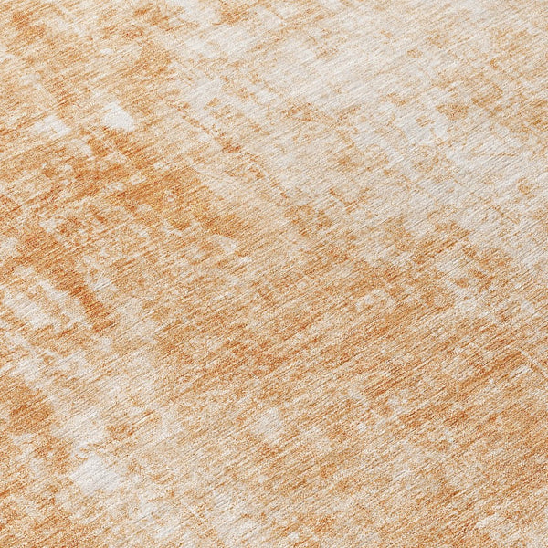 HomeRoots 5' Terra Cotta Copper Ivory Abstract Area Rug - Stylish, Durable & Washable for Indoor Outdoor Use 8' Round 580276