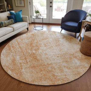 HomeRoots 5' Terra Cotta Copper Ivory Abstract Area Rug - Stylish, Durable & Washable for Indoor Outdoor Use 8' Round 580276