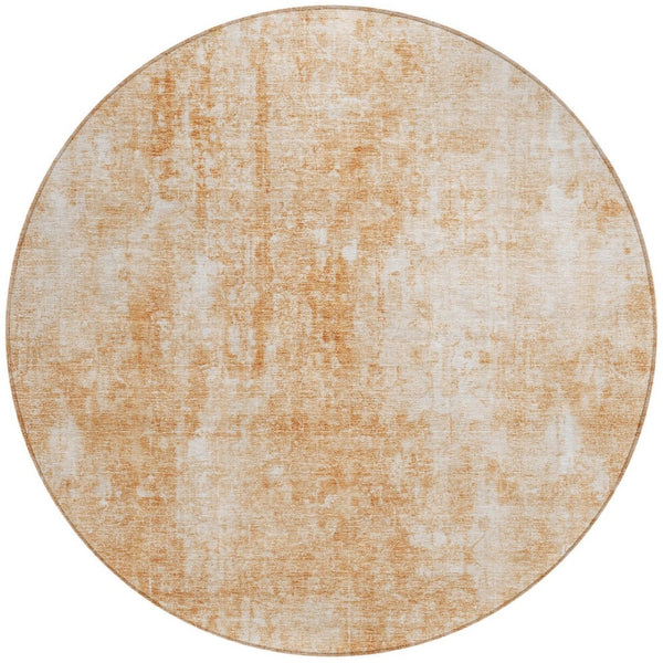 HomeRoots 5' Terra Cotta Copper Ivory Abstract Area Rug - Stylish, Durable & Washable for Indoor Outdoor Use 8' Round 580276