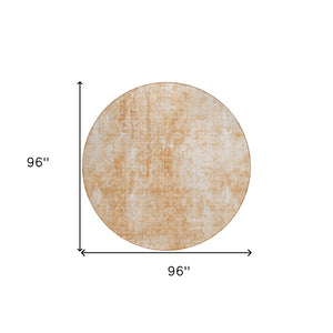 HomeRoots 5' Terra Cotta Copper Ivory Abstract Area Rug - Stylish, Durable & Washable for Indoor Outdoor Use 8' Round 580276