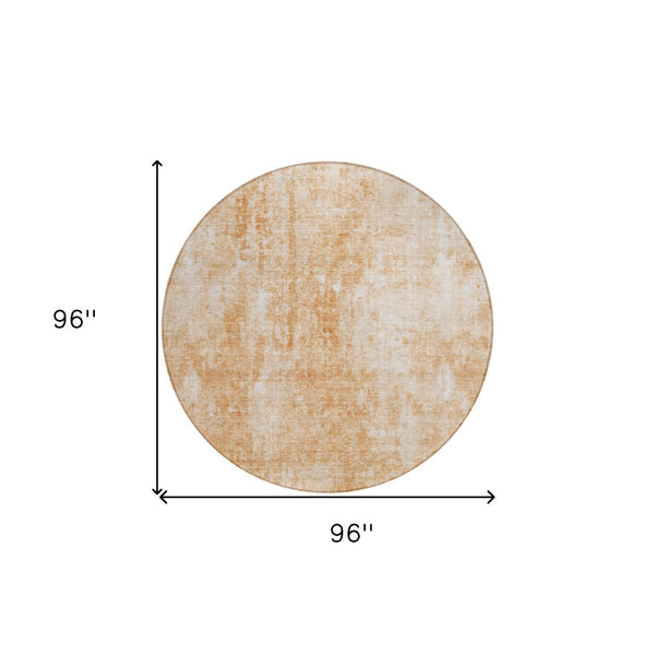 HomeRoots 5' Terra Cotta Copper Ivory Abstract Area Rug - Stylish, Durable & Washable for Indoor Outdoor Use 8' Round 580276